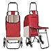 Nicely Neat Stair Climbing Rolling Multipurpose Shopping Laundry Utility Cart with Foldout Seat - Red