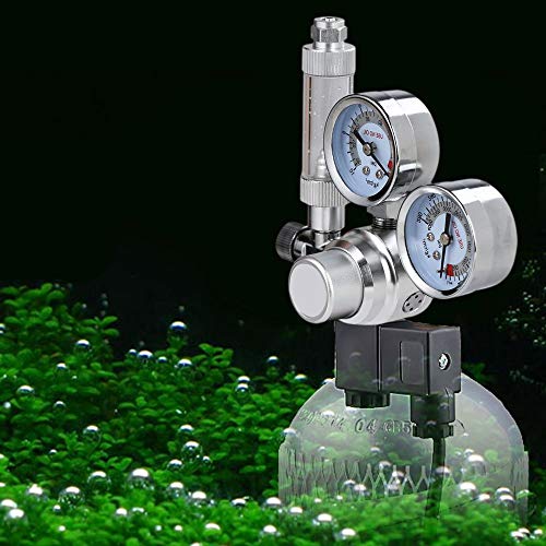 CO2 Regulator for Aquarium CO2 Decompression Table Dual Pressure Gauge Bubble Counter and Solenoid Valve Included Premium 3FT Tube & 2 Suction Cup (Renewed)
