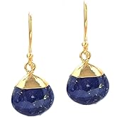 Gempires Natural Pear Cabochon Hook Earring, Meditation Earring, Handamde Jewelry, Gift for Her