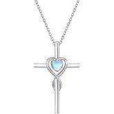 FANCIME Birthstone Cross Necklace for Women Birthstone Necklace Heart Infinity Cross Pendant Necklace Fine Jewelry Christmas Birthday Holiday Gifts for Her, 16"+2" Inches