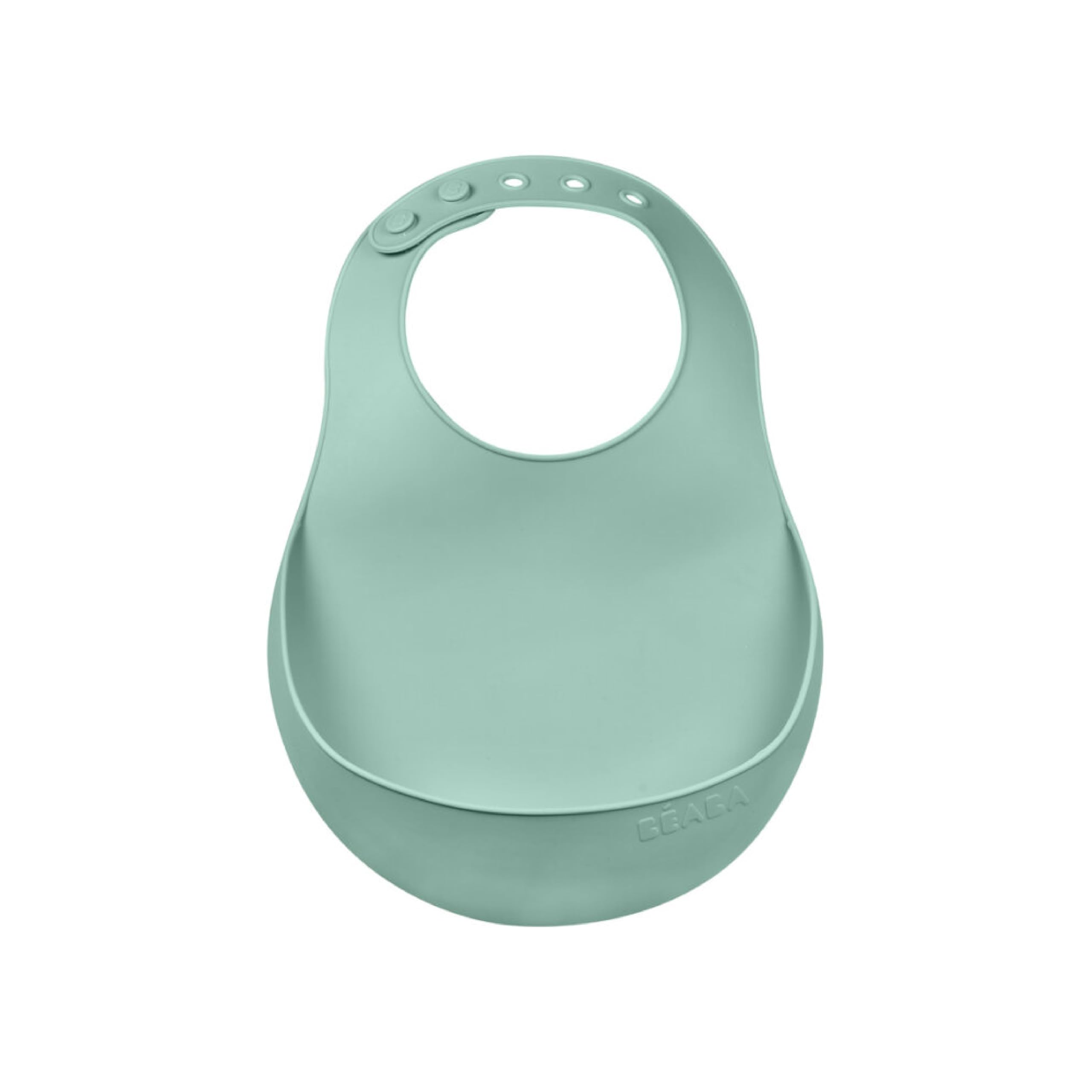 Béaba - Silicone Baby Bib - Waterproof - Multi-adjustable neck width - Flexible and Lightweight - Ultra soft - Easy to clean - Large drip Tray - Sage green