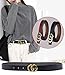 POKTOK Womens G-Style Genuine Leather Belt Vintage Thin Dress Belts For Girl Fashion Belt For Jeans With Letter Buckle