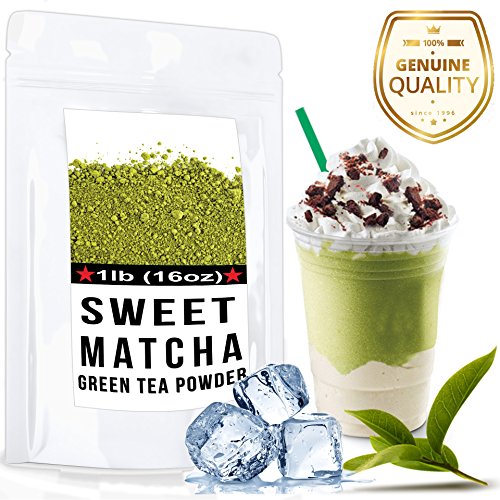 Sweet Matcha (16oz) Green Tea Powder Mix- Made with 100% Organic Matcha - Perfect for Making Green Tea Latte or Frappe - 30 Servings