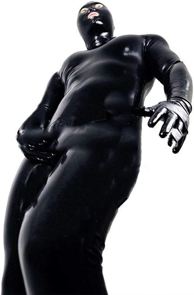 Sexy Men Wet Look DS Stage Catsuit Clothing Prisoner Patent Leather Jumpsuits Cosplay Zentai Catsuit Costume,XL