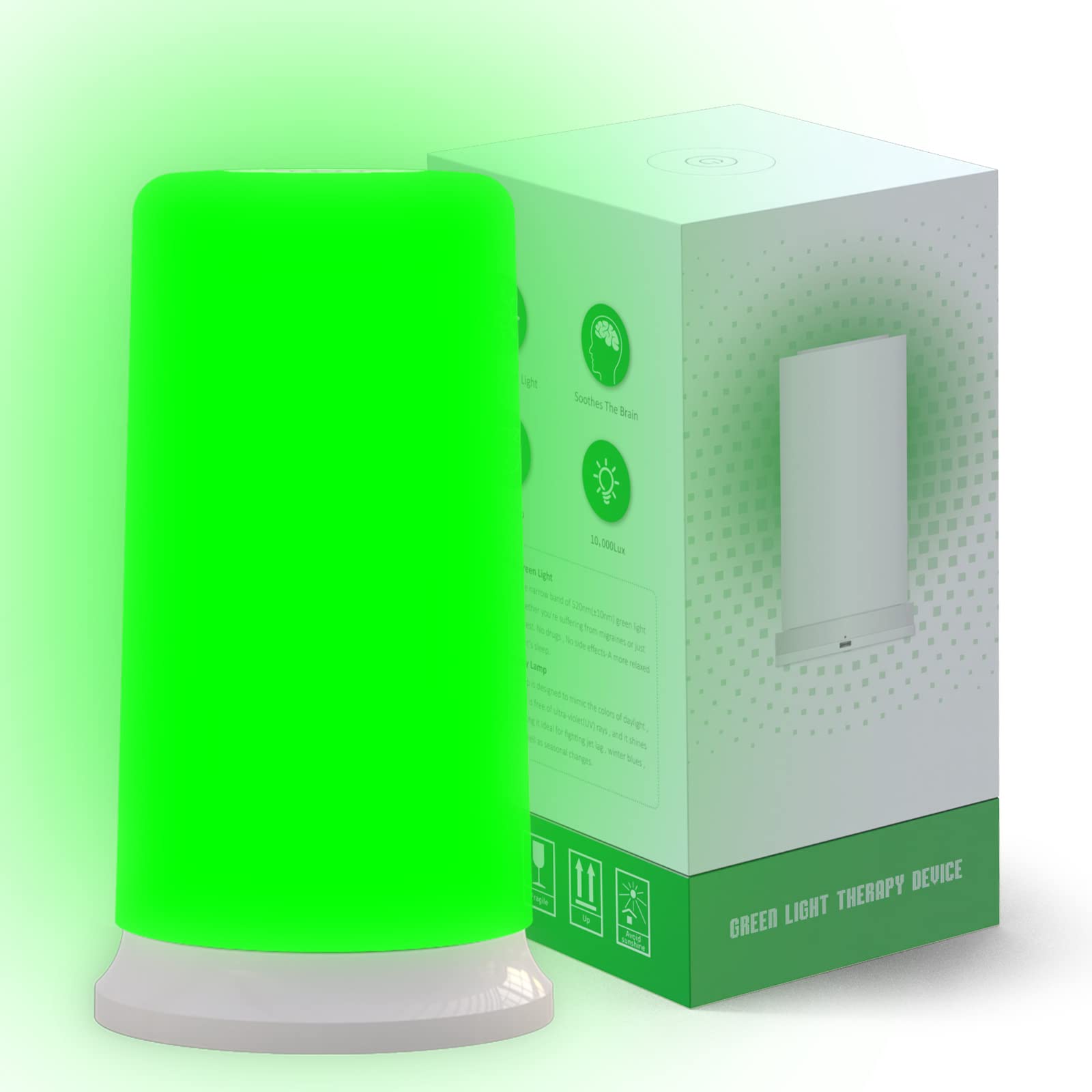 iKeener Green Light Therapy Lamp for Migraines Sufferers,Headache,Stress Relief,Anxiety Relaxation,Light Sensitivity,Table Lamp Night Light for Bedroom,Tunable Green and White Nightstand Touch Lamp