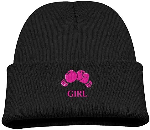 Jukaifaquj Children Fight Like A Girl Girls&amp;Boys Winter Warm and Comfortabl Cute Pattern Knitting Hat Beanie Skull Cap Black
