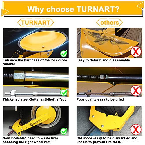 TURNART Wheel Lock Clamp Adjustable AntiTheft Lock Clamp Boot Tire
