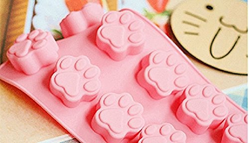 Da.Wa 10-Cavity Cat Paw Pink Cake Mold Turn Sugar Mold Hand-made Soap Mold Ice Tray Pudding Die