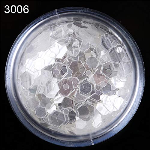 Nail Glitter Powder Set Silver White Tips Mixed Size Nail Art LED Gel Polish Decoration For Nails Manicure Random Pattern Pattern 6