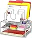 DecoBrothers Desktop File Organizer with Double Tray and 5 Folder Stand, Silver