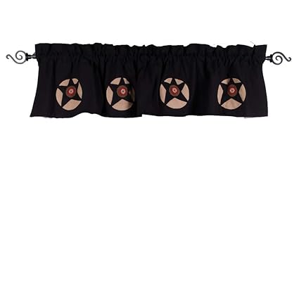 Home Collections by Raghu 72x15.5 Homespun Star Black Valance