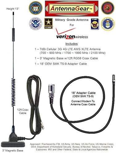 7dB Sierra Wireless USB 598, Verizon USB 598, Sprint 598U USB Modem External Antenna w/OEM SMK TS-9