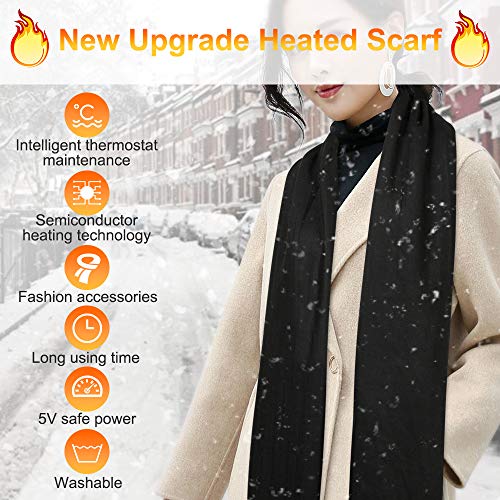 TEAMYO Heated Scarf Recharger, Cashmere Scarf with Semiconductor Heating, Classic Lightweight Winter Scarfs for Women and Men, Long Lasting Soft Warm Heated Neck Wrap for The Aged Child and Adult