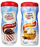 Nestle Coffee-mate Peppermint Mocha + Pumpkin Spice Powdered Non-Dairy Creamers, 15 Ounce (COMBO)
