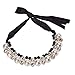 Chunky Pearl Necklace,Haluoo 2 Row Pearl Pendant Choker Necklace Luxurious Freshwater Pearl Rhinestones Bib Collar Statement Necklace Dainty Silk Ribbon Long Chain Necklace For Women (Black)thumb 1