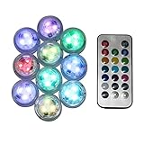 DarNio 10PCS Waterproof Submersible LED Party Tea Mini Light For Halloween Christmas work with remote controller