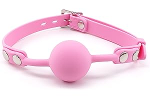 Silicone Sex Ball Gags Muzzles, Bondage Restraints Sex Toys BDSM Open Mouth Gags, Bondage Gag for Sex Games (Pink-1)