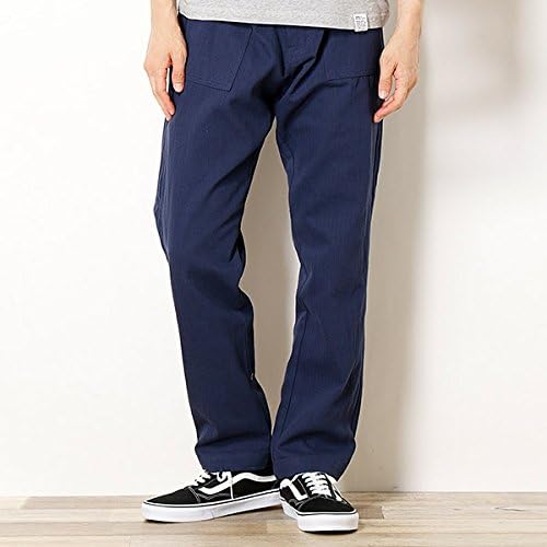 Amazon イーブスサプライ メンズ Yevs Supply メンズパンツ ヘリンボンパンツ 87ネイビー M ロングパンツ 通販