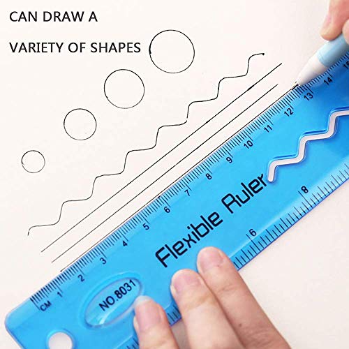 Xstar 4 Pack Thick Durable Transparent 12 inch Rulers Shatterproof Plastic Ruler Straight Ruler Math Rulers Soft 12" Ruler,Dual Side 30cm/12inches Rulers for Student School Office(4PCS)