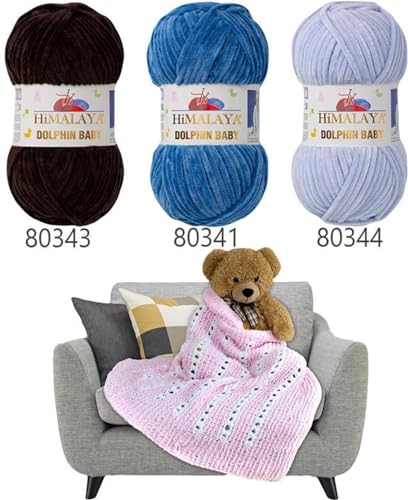Himalaya Dolphin Baby 2 Pack/Skeins, Super Bulky Velvet Knitting & Amigurumi Yarn, Each 100g/3.5oz, 120m/132yd, Perfect for Blankets & Baby Items