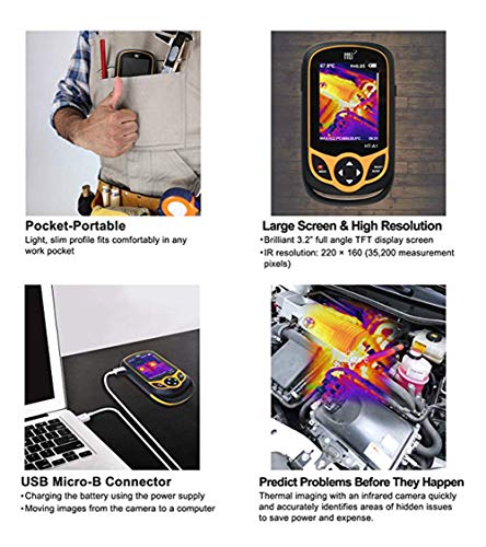 DJG Thermal Imaging Camera, Pocket-Sized Infrared Camera with Real-Time Thermal Image,Infrared Image Resolution 220 X 160-Temperature Measurement Range -4Â°F to 572Â°F,Mini IR Thermal Imager