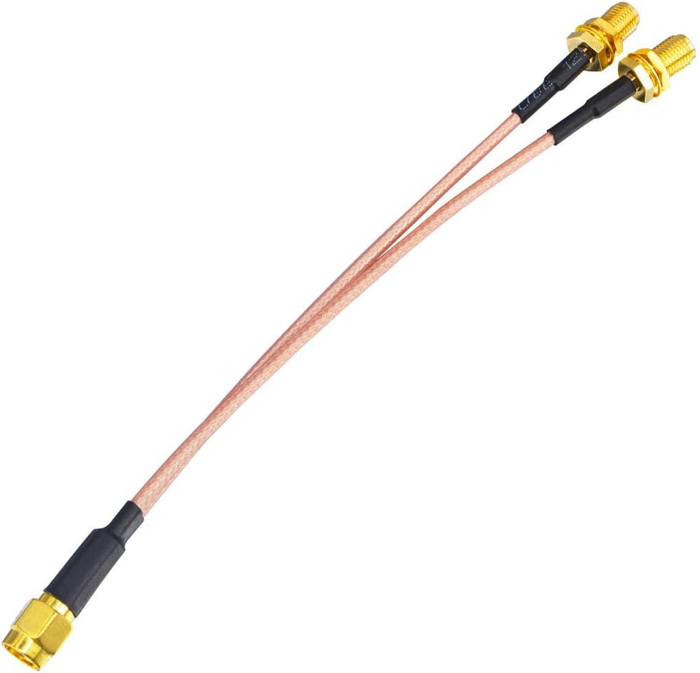 YILIANDUO SMA Splitter Cable SMA Male to Dual Female V-Shape RG316 Coaxial Cable 15CM for 4G LTE WiFi Antenna Wireless Router Gateway Modem MiFi FPV Drone
