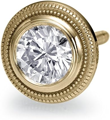 Mens 0.32 carat J VS2 Milgrain Bezel Diamond Stud Earring Yellow Gold 43039991