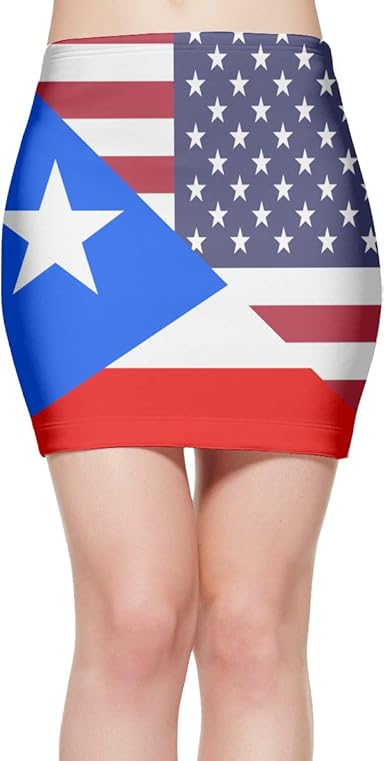 Amazon Com American And Puerto Rico Flag Women S A Line Pencil