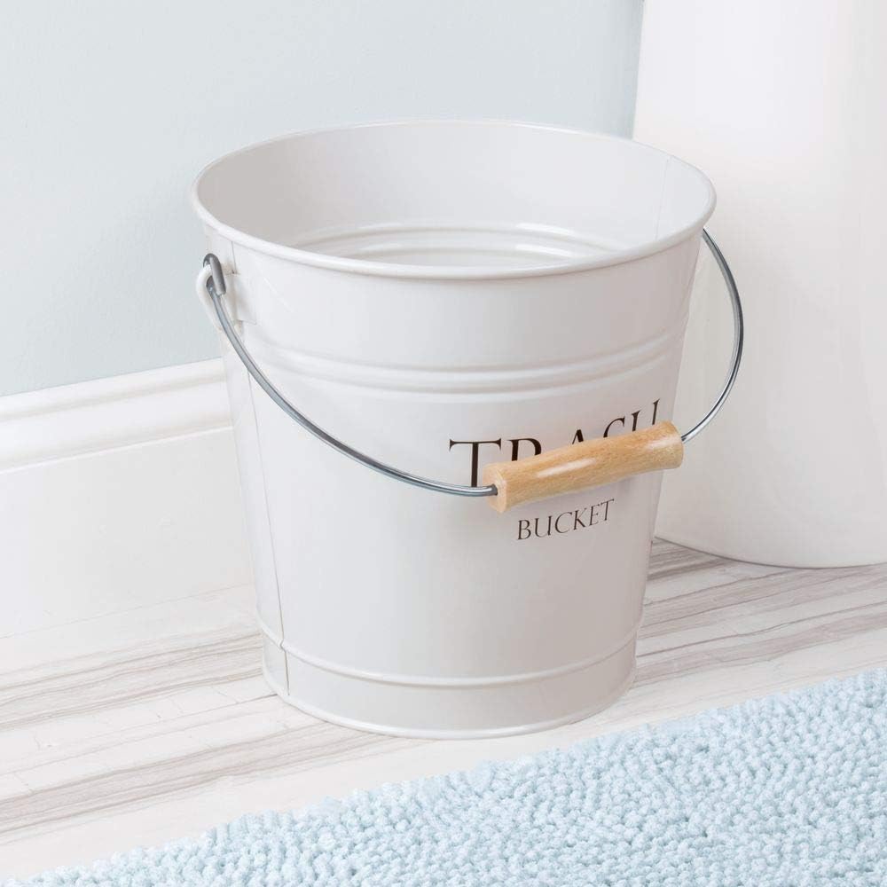 iDesign 863 Pail Metal Wastebasket Trash Garbage Can for Bathroom, Bedroom, Home Office, Kitchen, Patio, Dorm, College, Set of 1, White: Home & Kitchen