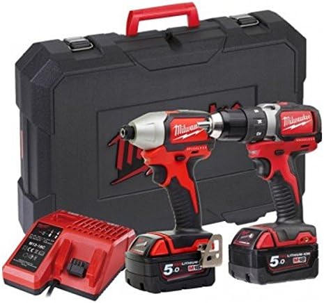 Milwaukee M18 18V Brushless Compact Drill Driver Impact Kit 2x 5.0Ah Batteries