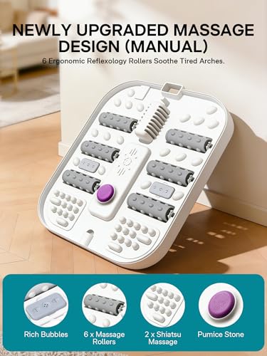 ALLJOY Bain de Pieds Massant Chauffant Pliable, Spa pour Pied avec Bulles, 24 Niveaux de Chauffage (35-48°C), Rouleaux, Infrarouge et Pierre Ponce, Thalasso Pieds pour Soulagement et Détente
