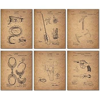 Police Patent Wall Art Prints - Set of 6 Vintage Photos