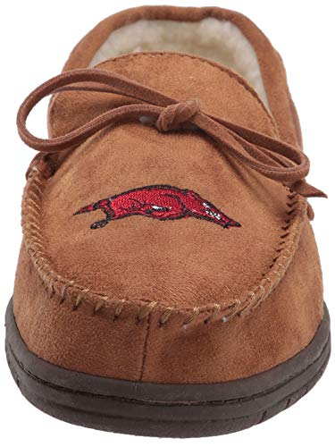 FOCO NCAA Arkansas Razorbacks Mens College Team Logo Moccasin Slippers, Tan, Small (7-8)