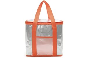 Large Insulated Cooler Bag, Oxford Cloth Thermal Tote for Camping Hiking Picnic, Portable Food Storage Box with Aluminum Film