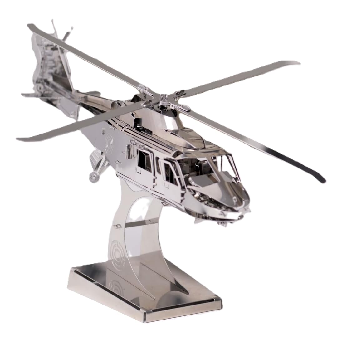 METAL-TIME Lifting Spirit 3D Metal Mechanical Helicopter Model Building Kit | Unique Wind-Up Moving Mechanism | Stainless Steel DIY Construction with Toolbox Collectible 134 Pieces