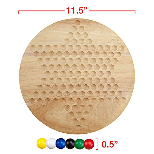 All Natural Wood Chinese Checkers with Wooden Marbles by Brybelly