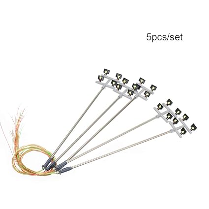 KKmoon 5pcs Model Street Lights Layout Lamppost Railway Train Garden Playground Scenery Led Lamp Lighting 1:100 Scale 115mm