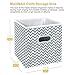MaidMAX Fabric Storage Bins, Set of 6 Foldable Collapsible Cloth Storage Cubes Organizers Drawers Containers with Dual Plastic Handles, Gray Chevron