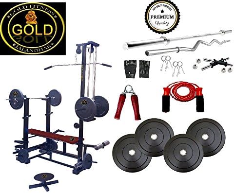 Gold Fitness 20 In 1 Bench+ 40 Kg Rubber Plates Home Gym Set+3 Ft Curl Rod+5 Ft Plain Rod +1 Pair Dumbbells Rod+All Gym…