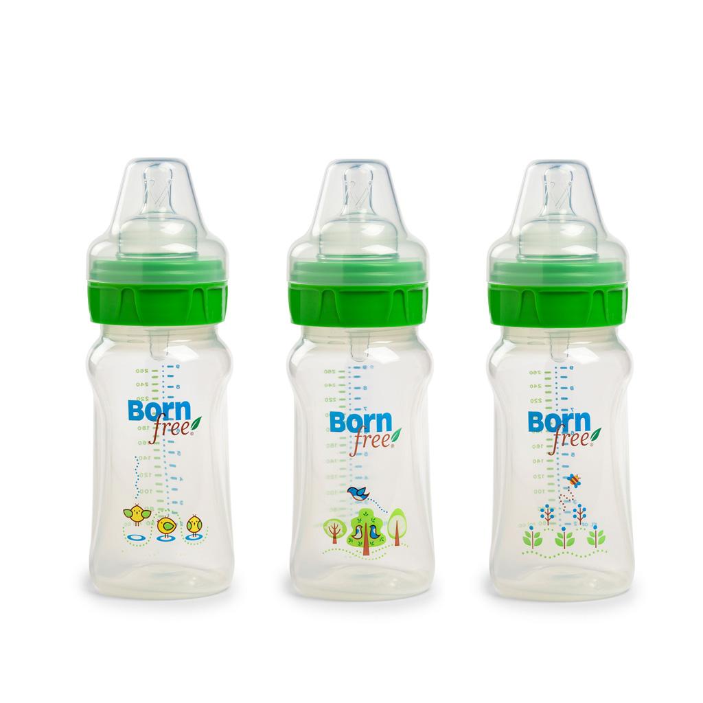 Born Free BPAFree Decorated Bottle, 9 oz., 3 Pack Baby