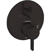 hansgrohe Ecostat Modern Pressure Balance Shower Valve Trim with Diverter in Matte Black, 04447670