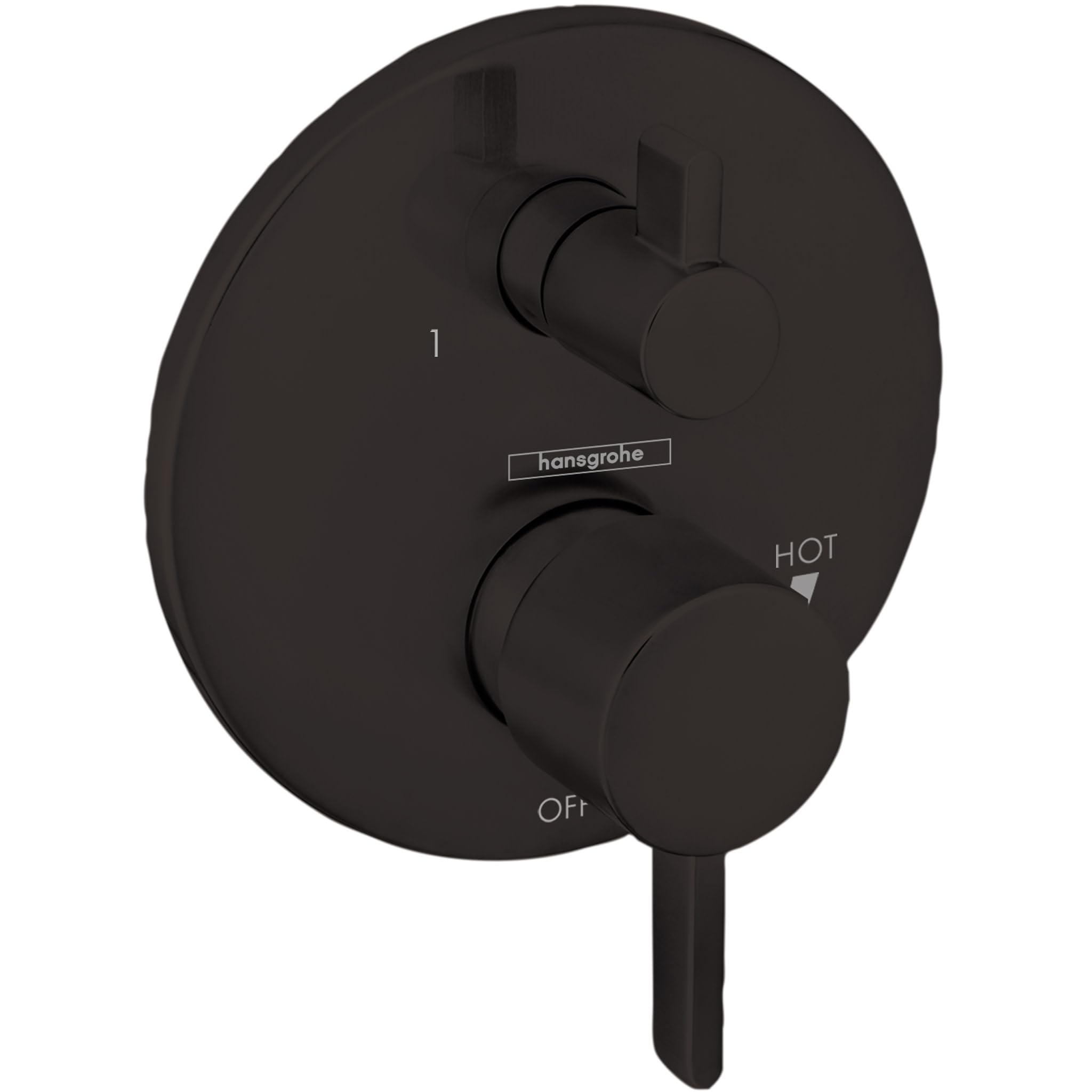 Photo 1 of hansgrohe Ecostat Modern Pressure Balance Shower Valve Trim with Diverter in Matte Black, 04447670