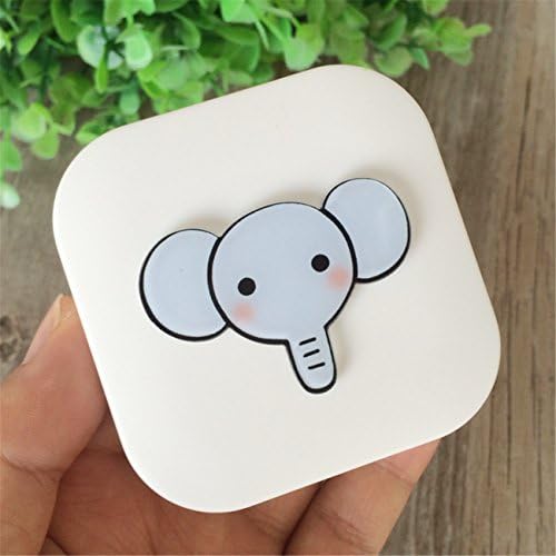 DIY Mini Cute Elephant Travel Contact Lens Case Box Container Holder for Eye Care Kit Set With Mirror(WHITE)