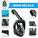 Snorkel Mask with 180° Full Panoramic View Anti-Fog, Anti-Leak with Adjustable Head Straps and longer Snorkeling Tube Larger Viewing Area for Adults and Youth (Black, L-XL)
