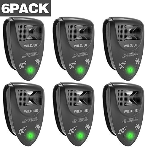 WILDJUE Ultrasonic Pest Repeller[6-Pack]Pest Control Spider repellent, Electronic Plug In Pest Repeller-Repels Roaches,Spiders,Other Insects,Humans&amp;Pets Safe