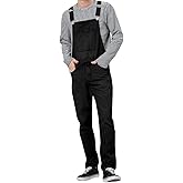 LONGBIDA Men's Denim Bib Overalls Relaxed Fit Fashion Jean Jumpsuit