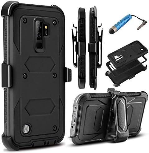 Galaxy S9 Plus Case,Heavy Duty Shockproof Absorbing Impact Resist Rugged Dual-Layer Full-Body Armor Rugged Protection Holster Case[Kickstand+Belt Swivel Clip] for Galaxy S9 + (2018 Release) (Black)