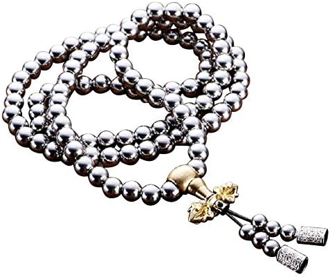 Cleansed Stainless Steel Buddha Beads Bracelet for Men Women EDC Outdoor Buddha Beads Bracelet Self-Defense Protection