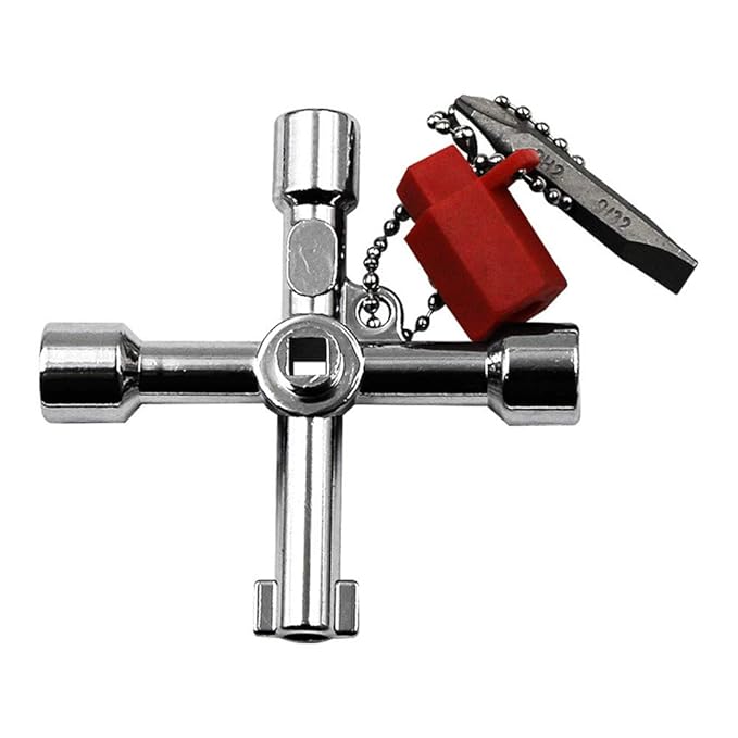 Wokee 4 Wege Kreuzschlüssel Quadrat Universal Multifunktionsschlüssel Bauschlüssel für Schaltschränke,Fenster und Absperrsyst