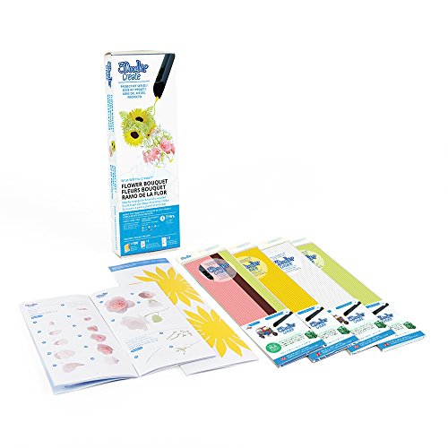 3Doodler Create 4 Pack Plastic Bundle with Flower Bouquet Stencil (3D Pen Not Included)